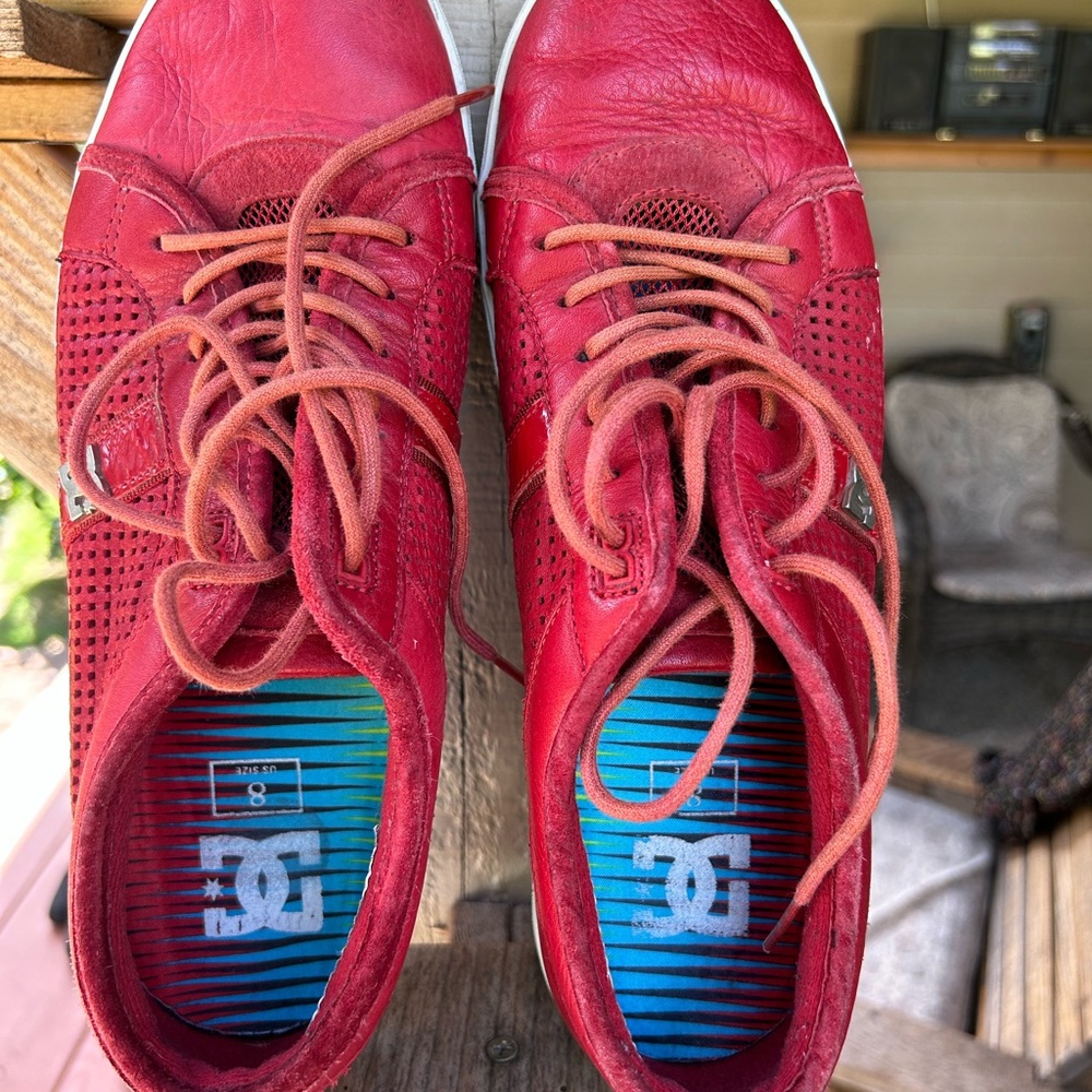 DG red sneakers leather Sz 8